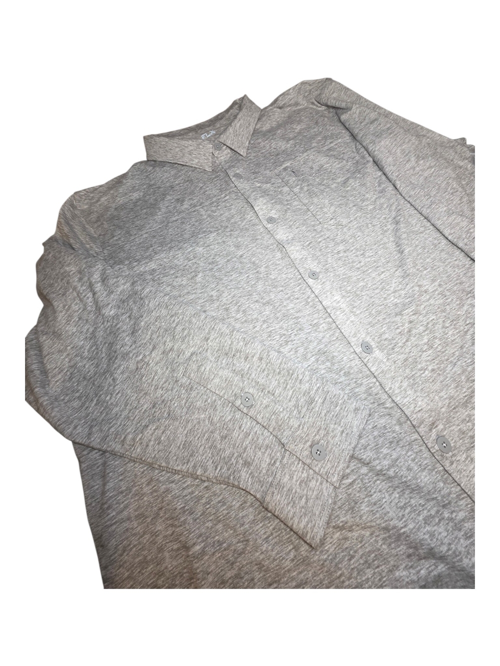 NWT FLX Mens Wander Cozy Performance Button Down Shirt Gray Heather 4XB Big Tall